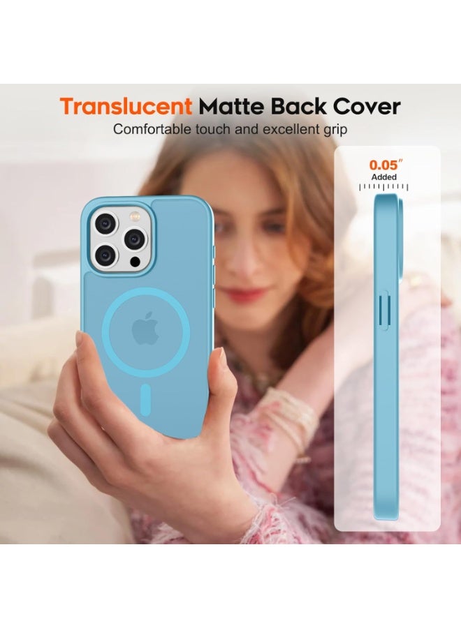 أكاليكس جراب مغناطيسي لهاتف آيفون 13 برو [مقاوم للصدمات ونحيف] غطاء خلفي صلب شفاف غير لامع مع حماية عالية الجودة | أزرق سماوي - Image 5